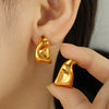 Women's 316L Stainless Steel Goldplated Geometric Ushaped Embossed Earrings