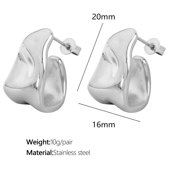Women's 316L Stainless Steel Goldplated Geometric Ushaped Embossed Earrings