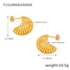 Women's 316L Stainless Steel Goldplated Geometric Vertical Stripes Love Shape Earrings