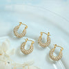Women's 316L Stainless Steel Goldplated Ushaped Geometric Full Diamond Zircon Inlaid Personality Trendy Fashion Light Luxury Style Earrings