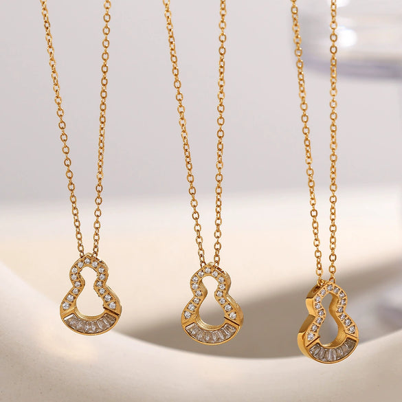 Women's 316L Stainless Steel Gourd Necklace With Electroplating