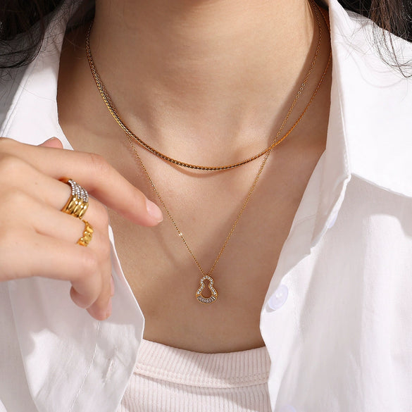 Women's 316L Stainless Steel Gourd Necklace With Electroplating