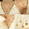 Women's 316L Stainless Steel Heart And Geometric Square Pendant Necklace Simple Texture Electroplated