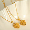 Women's 316L Stainless Steel Heart And Geometric Square Pendant Necklace Simple Texture Electroplated