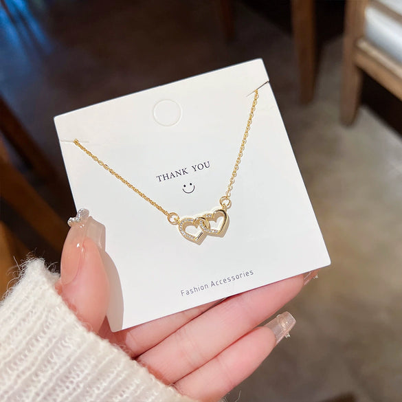Women's Titanium Steel Heart Clavicle Chain Pendant Necklace