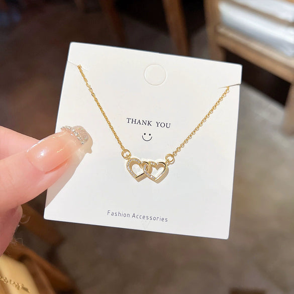 Women's Titanium Steel Heart Clavicle Chain Pendant Necklace