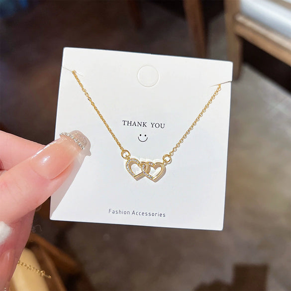 Women's Titanium Steel Heart Clavicle Chain Pendant Necklace