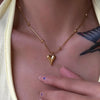 Women's Titanium Steel Heart Pendant Love Necklace With Snake Bone Chain Electroplated Style