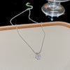 Women's Titanium Steel Heart Pendant Necklace With Mixed Gem Inlay And Zircon Inlaid Design Simple Style