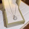 Women's Titanium Steel Heart Pendant Necklace With Mixed Gem Inlay And Zircon Inlaid Design Simple Style
