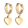 Women's Titanium Steel Heart Shape Dangle Earrings With Electroplated Finish In Simple Fashion Style