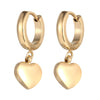 Women's Titanium Steel Heart Shape Dangle Earrings With Electroplated Finish In Simple Fashion Style