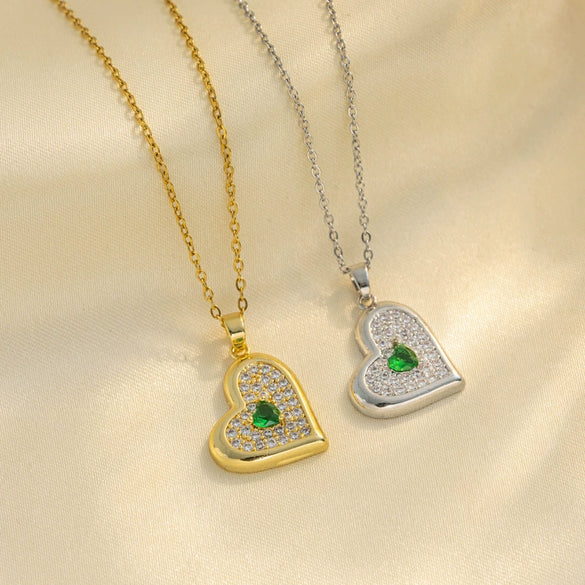 Women's Titanium Steel Heart Shape Geometric Exquisite Electroplating Pendant Necklace Ochain