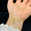 Women's Titanium Steel Heart Shape Light Luxury Geometric O Chain Clavicle Chain Jewelry With Diamond Tree Pin