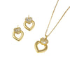 Women's Titanium Steel Heart Shape Mixed Gemstone Setting Electroplated Necklace With O Word Chain