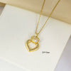 Women's Titanium Steel Heart Shape Mixed Gemstone Setting Electroplated Necklace With O Word Chain