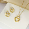 Women's Titanium Steel Heart Shape Mixed Gemstone Setting Electroplated Necklace With O Word Chain