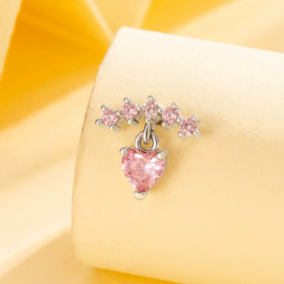 Women's Titanium Steel Heart Shape Zirconia Alternative Style Ear Nail Jewelry