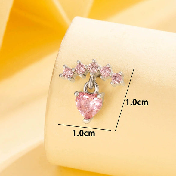 Women's Titanium Steel Heart Shape Zirconia Alternative Style Ear Nail Jewelry