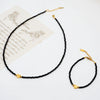Women's Titanium Steel Heart Shaped Geometric Pattern Glass And Colored Glaze Handmade Necklace And Bracelet