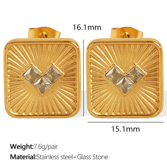 Women's 316L Stainless Steel Heart Shaped Inlaid Zircon Jewelry Set Earrings Necklace With Electroplating And Fashion Geometric Style