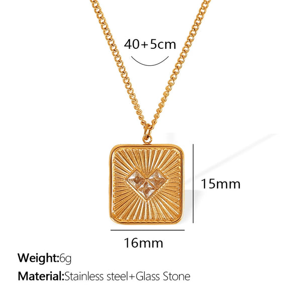 Women's 316L Stainless Steel Heart Shaped Inlaid Zircon Jewelry Set Earrings Necklace With Electroplating And Fashion Geometric Style