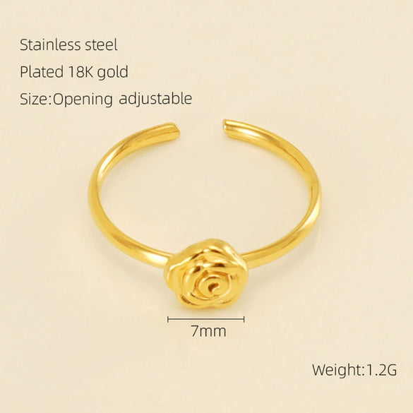 Women's 316L Stainless Steel Heart Shaped Micro Inlaid Zircon Adjustable Ring