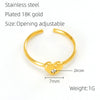 Women's 316L Stainless Steel Heart Shaped Micro Inlaid Zircon Adjustable Ring