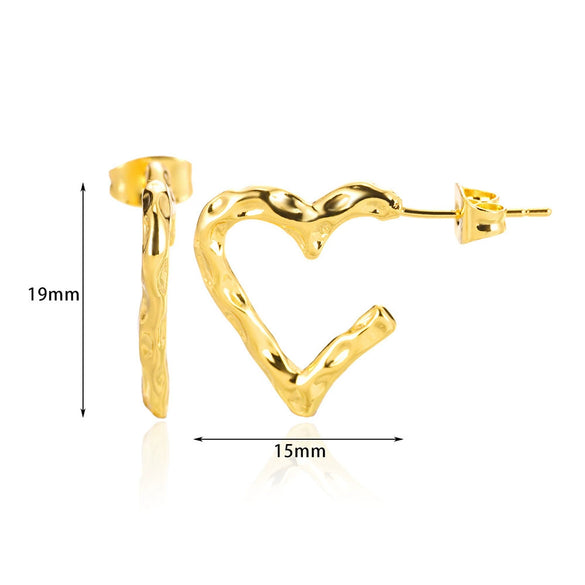 Women's Titanium Steel Heartshaped Bow Pendant Earrings Jewelry Electroplating Style