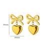 Women's Titanium Steel Heartshaped Bow Pendant Earrings Jewelry Electroplating Style
