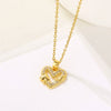 Women's Titanium Steel Heartshaped Geometric Mixed Gem Inlay Electroplated Necklace
