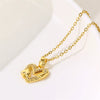 Women's Titanium Steel Heartshaped Geometric Mixed Gem Inlay Electroplated Necklace
