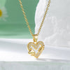 Women's Titanium Steel Heartshaped Geometric Mixed Gem Inlay Electroplated Necklace