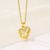 Women's Titanium Steel Heartshaped Geometric Mixed Gem Inlay Electroplated Necklace
