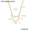 Women's Titanium Steel Heartshaped Handinlaid Zircon Doublelayer Clavicle Necklace Bracelet Set Pvd Electroplated Gold Color Preservation Light Luxury Style