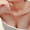 Women's Titanium Steel Heartshaped Handinlaid Zircon Doublelayer Clavicle Necklace Bracelet Set Pvd Electroplated Gold Color Preservation Light Luxury Style