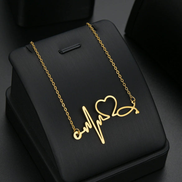 Women's Titanium Steel Heartshaped Pendant Necklace With Electroplating Polishing And Ochain
