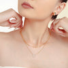 Women's 316L Stainless Steel Heartshaped Zircon Doublelayer Clavicle Necklace Bracelet Suit Pvd Electroplated True Gold Color Preservation Light Luxury Style
