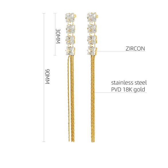 Women's 316L Stainless Steel High Grade Zircon Inlaid Earrings With Rhombus And Geometric Patterns