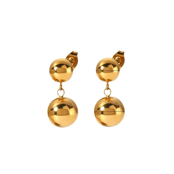Women's Titanium Steel Hollow Ball Geometric Electroplated Earrings