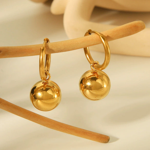 Women's Titanium Steel Hollow Ball Geometric Electroplated Earrings