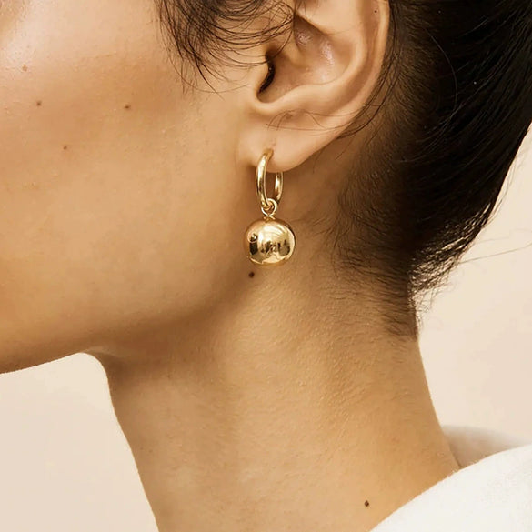 Women's Titanium Steel Hollow Ball Geometric Electroplated Earrings