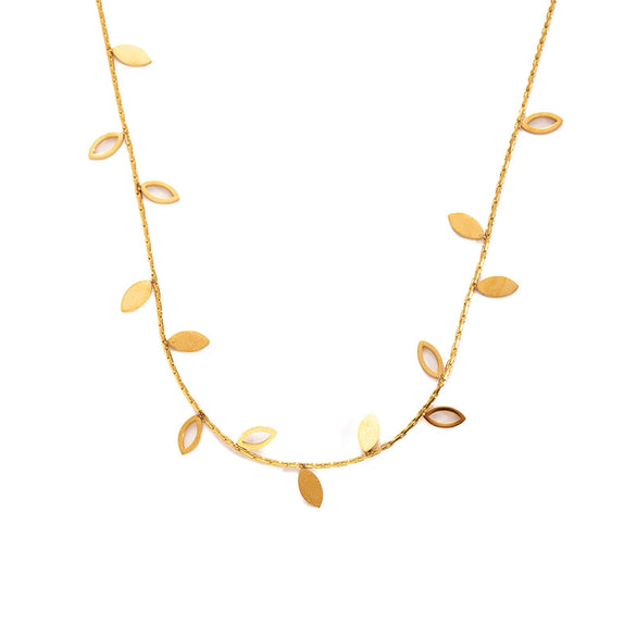 Women's Titanium Steel Hollow Leaves Necklace Electroplated Regular Chain Highend Niche Design