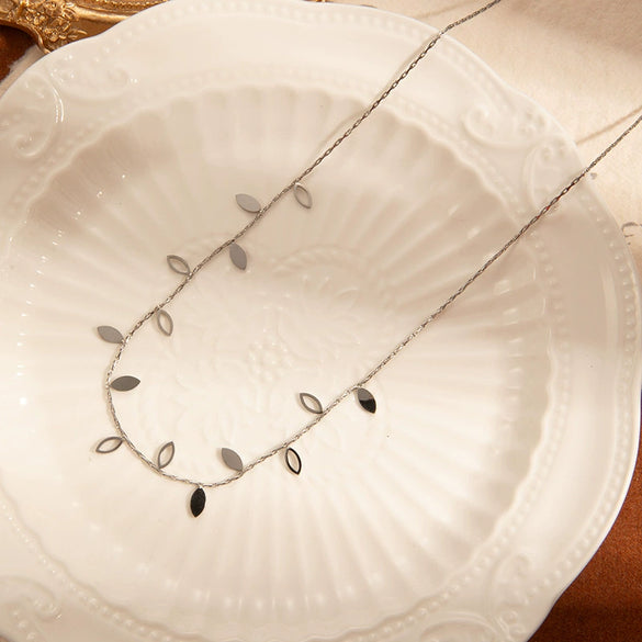 Women's Titanium Steel Hollow Leaves Necklace Electroplated Regular Chain Highend Niche Design