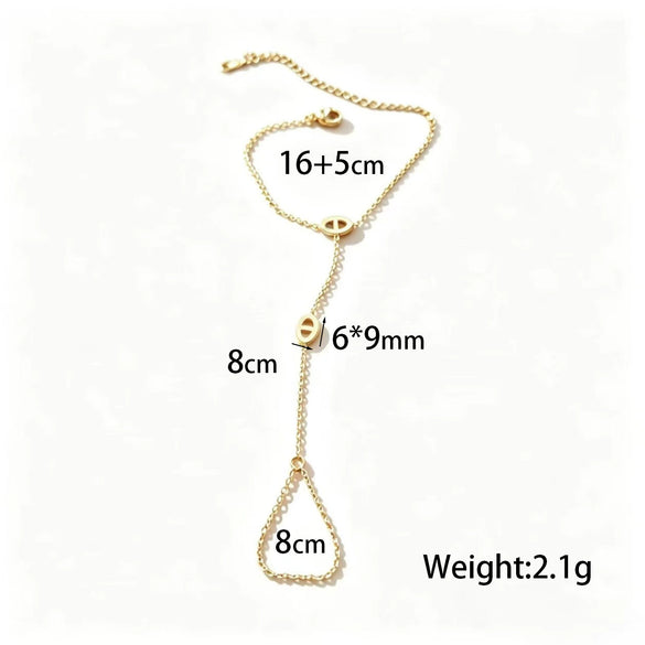 Women's Titanium Steel Hollow Oval Tassel Necklace And Bracelet Set Geometric O Chain Electroplated Simple Jewelry
