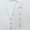 Women's Titanium Steel Hollow Oval Tassel Necklace And Bracelet Set Geometric O Chain Electroplated Simple Jewelry