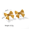 Women's Titanium Steel Inlaid Rhinestone Bow Earrings