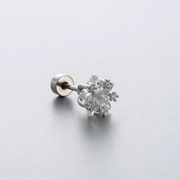Women's Titanium Steel Inlaid Zircon Bow Pattern Ear Nails