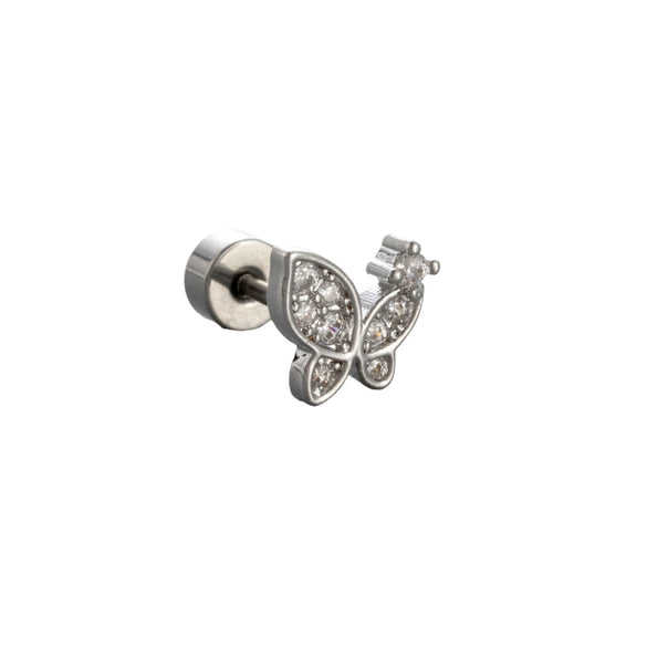 Women's Titanium Steel Inlaid Zircon Bow Pattern Ear Nails