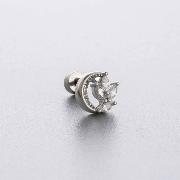 Women's Titanium Steel Inlaid Zircon Bow Pattern Ear Nails